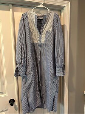 Women’s Soeur Blue and White Vertical Stripe Tunic Classic Size 38 (Large)